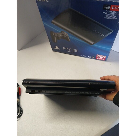 Sony PlayStation 3 PS3 Super Slim 500GB (CECH-4201C) w/ Controller & Cables - Picture 6 of 11